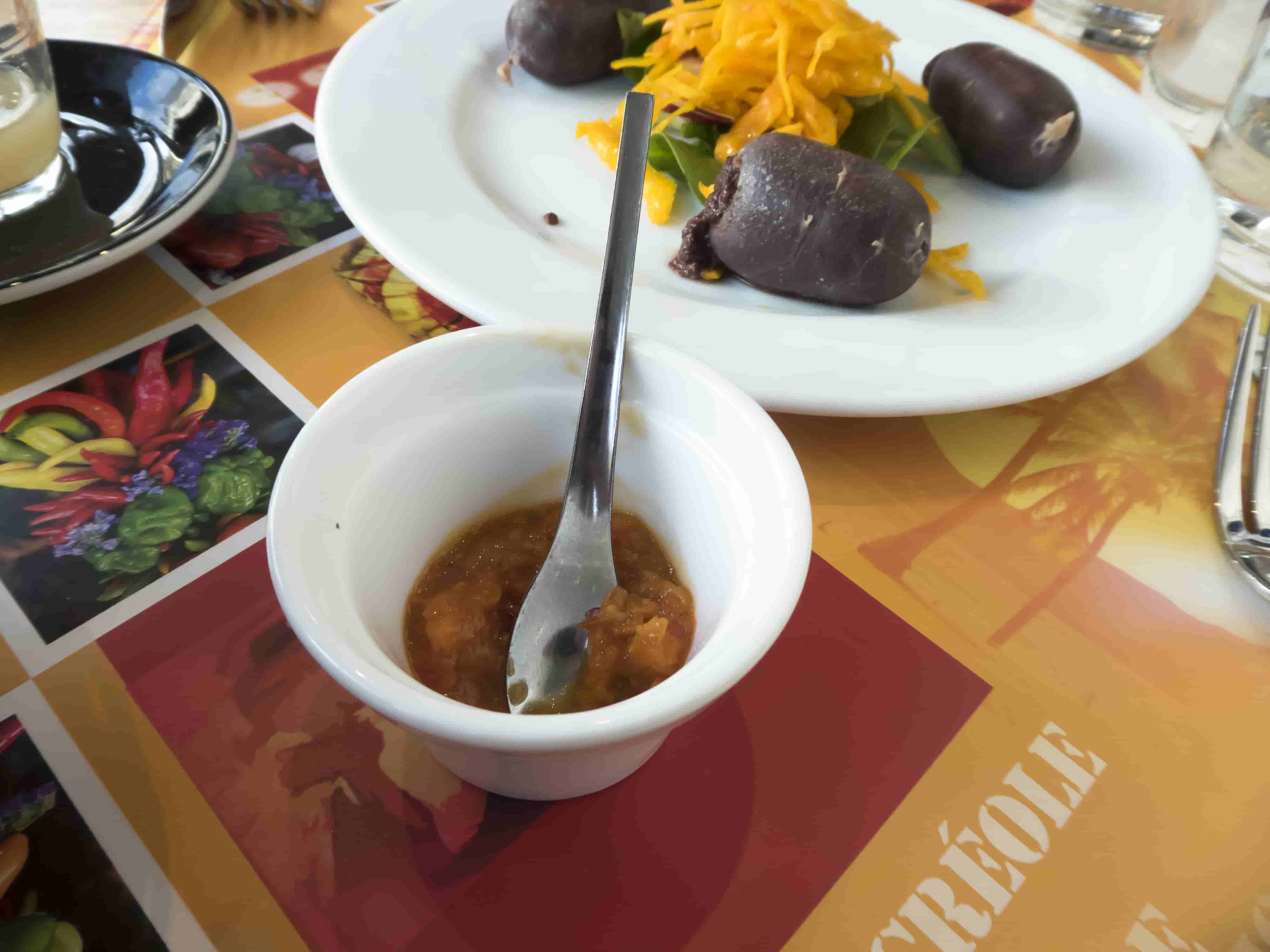 boudin noir and hot pepper sauce